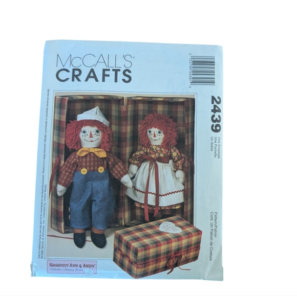 Vintage 90s McCall's Raggedy Ann And Andy Doll Sewing Pattern Vintage Uncut - Picture 1 of 3